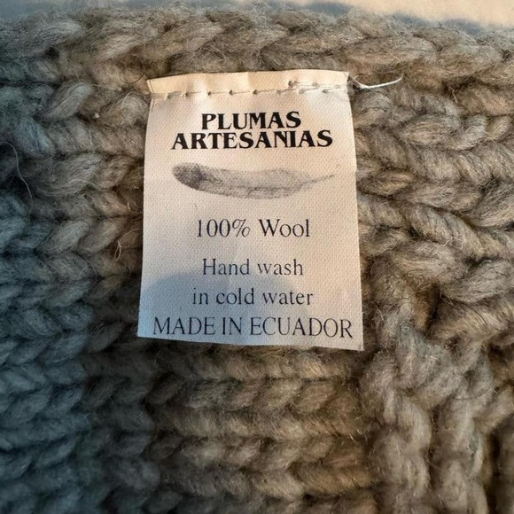 Vintage Plumas Artesanias Wool Crochet Scarf Handmade Chunky Knit Grey - Picture 4 of 5
